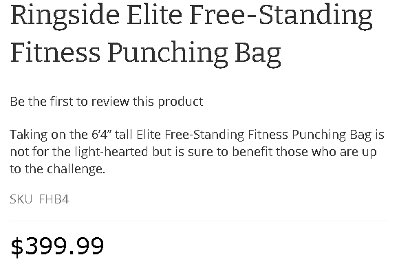 price of the Ringside Elite Free- Standing Bag 