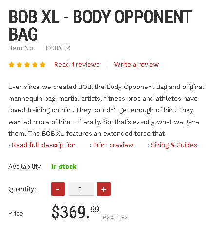 Bob XL pricing